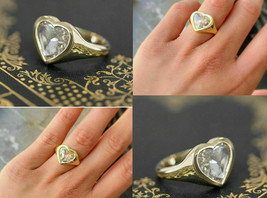 2Ct Heart Cut Cubic Zirconia Bezel Engagement Ring Yellow Gold-Plated Silver - £74.06 GBP