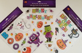Halloween Window Metallic Stickers Decorations Bats Cats Casper Jack-O-Lanterns… - £2.31 GBP+