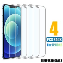 4PCS Tempered Glass for iPhone 11 12 13 Pro XR X XS Max Screen Protector on for  - £5.72 GBP