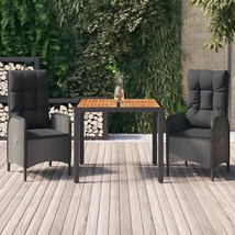  Garden Dining Set Black, Black cushions - $10,627.83 MXN