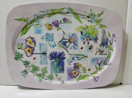 Floral Flowers Bee Dragonflies Butterflies Melamine Serving Tray Tradeau... - £18.40 GBP