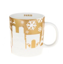 Starbucks Paris France Christmas Relief Gold Mug Limited 2014 City Icon 18Oz - £192.35 GBP