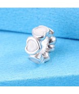 925 Sterling Silver Hearts Spacers Charm Beads With Enamel Fit Moments B... - £10.06 GBP