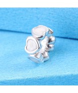 925 Sterling Silver Hearts Spacers Charm Beads With Enamel Fit Moments B... - $19.20 CAD