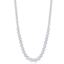 Bezel-Set - Graduated 3mm - 5mm Round CZ Tennis Necklace - £218.70 GBP