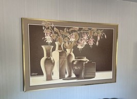 Stunning Vintage Wall Art In Gold Metal Frame By Letterman 60” Wide 40” Tall - £215.30 GBP