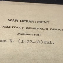 Correspondence from the war department concerning a discharge request 1931 - $75.49