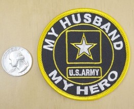 My Husband My Hero U.S. Army IRON-ON / SEW-ON Embroidered Patch 3&quot; X 3&quot; - £3.98 GBP