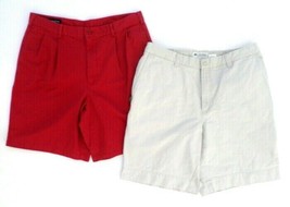 LOT OF 2 Mens Shorts 34 Land End Red &amp; Columbia Beige (both measure 34.5... - $23.76