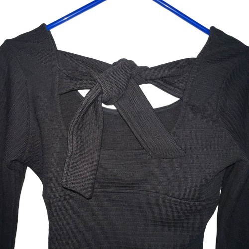 B.O.G. BAND OF THE FREE BLACK RIBBED CROP KNIT SHIRT LONG SLEEVES WOMEN SIZE XS Item image 4