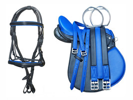 13&quot; Challenger English PONY All-Purpose Saddle 6 Pcs Riding Gift Set Blue - $188.09