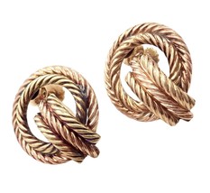 Rare Authentic Vintage Tiffany &amp; Co 14k Yellow Rose Gold Rope Screwback Earrings - £3,737.25 GBP