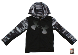 Under Armour Little Boy&#39;s Size 5 Full Zip Black White Hoodie Hooded Swea... - $44.54
