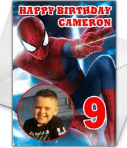 SPIDERMAN Photo Upload Birthday Card - Personalised Marvel Comics Birthd... - £4.34 GBP