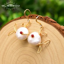 GLSEEVO Cute Fish Drop Earrings Fresh Water Prarl 2019 Women's Earring Handmade  - $22.97