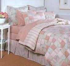 Nautica Pink Sands Pink Beige Ticking Stripe Full/Double Tailored Bed-Skirt - $39.00