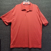 Vtg Nike FitDry Polo Shirt Men&#39;s Sz 2XL Orange Striped Golf Casual - £13.80 GBP