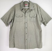 Wranglers Shirt Mens XL Green Solid Western Classic Core Workwear Casual Top - £14.23 GBP