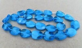 25 12 x 9 mm Czech Glass Twisted Flat Oval Beads: Capri Blue/White - £3.46 GBP