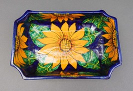 Saul Lopez Mexico Handpainted Sunflower Talavera Pottery Serving Bowl Dish - £46.39 GBP