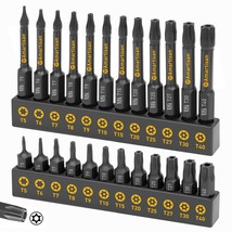 Amartisan Torx Bit Set 24-Piece S2 Steel 1&quot; &amp; 2.3&quot; Long T5 - T40 Securit... - $13.23