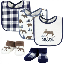 Infant Boy Cotton Bib and Sock Set, Moose Bear, One Size - $691.08 MXN
