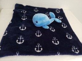 Hudson Baby HB Whale Navy Blue Anchor Nautical Soft Lovey Security Blanket - $13.84