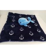 Hudson Baby HB Whale Navy Blue Anchor Nautical Soft Lovey Security Blanket - £10.96 GBP