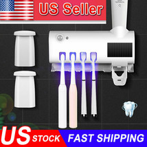 4 Toothbrush Holder Set Uv Light Cleaner Automatic Wall Toothpaste Dispenser Us - £22.44 GBP