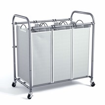 Laundry Sorter, 3 Bag Laundry Hamper Sorter With Rolling Heavy Duty Casters, Lau - £56.94 GBP