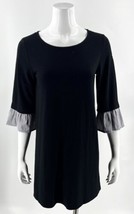 Pleione Dress Size Small Black White Striped Bell 3/4 Sleeve Womens - £15.56 GBP