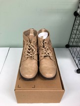 Qupid Women&#39;s Lace Cut Out Combat Boot Beige Size 10M - $21.13