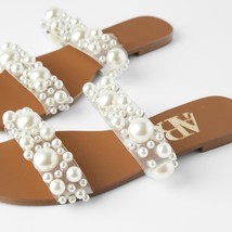2021 Summer New Pearl String Bead Slippers Womens Flat Sandals Beach Shoes Casua - £49.12 GBP