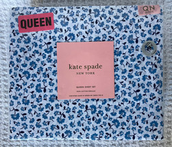 NEW Kate Spade Queen Sheet Set Blue Country Floral 100% Cotton Percale - £74.99 GBP