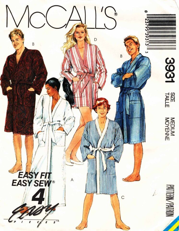 Misses', Men's, Boys ROBE Vintage 1988 McCall's Pattern 3931  Size Medium 36-38 - £9.43 GBP