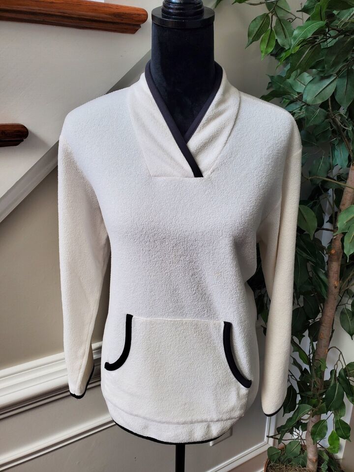 Vintage Talbots Solid Ivory Cotton Long Sleeve Pullover Casual Sweater Medium Item image 2