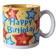 Happy Birthday Yellow Stars 10 oz Ceramic Coffee Mug Tea Cup Unisex Gift - £8.48 GBP
