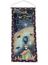  Halloween Canvas Large Sign with Spider NWT&#39;s RARE OOP! 15.5 by 34 inches - £10.93 GBP