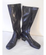 Black Faux Leather Calf High 2 inch heel Boot Size 6.5   - $368.78 MXN
