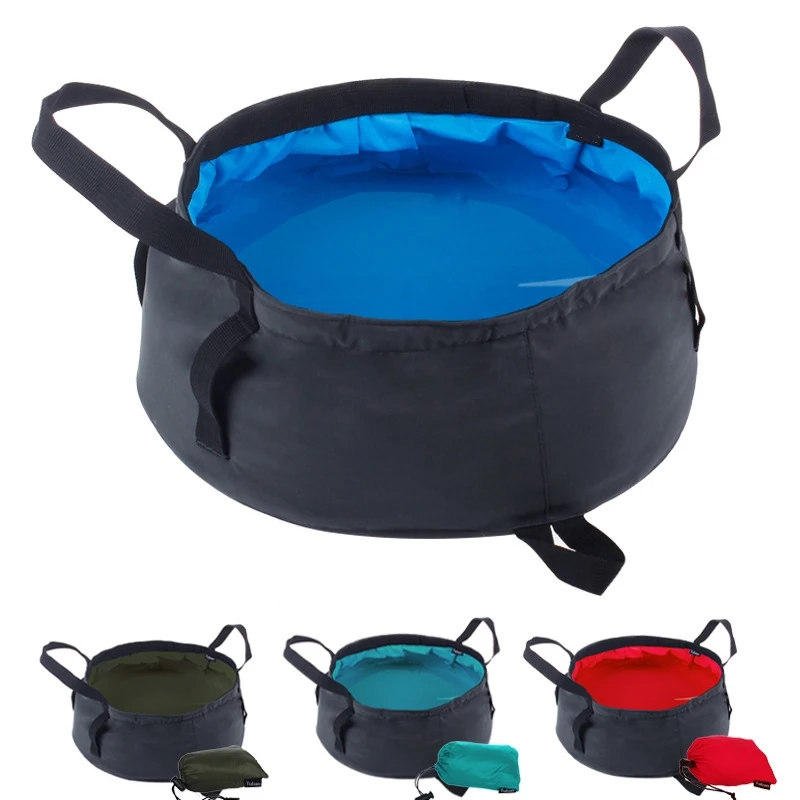 1 Set Water Bucket Portable Outdoor Travel Foldable Folding Camping Washbasin - £10.35 GBP