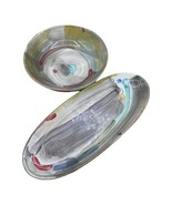 Art Pottery Studio Abstract Bowl &amp; Serving Tray Signed D4 8 1/2” &amp; 14” X 6” - $1,015.91 MXN
