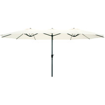 15 Ft XL Huge Beige Patio Easy Crank Umbrella Backyard Pool Shade - $235.99