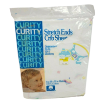VINTAGE CURITY BABY INFANT STRETCH ENDS CRIB SHEET PASTEL ROCKING HORSE ... - £29.07 GBP