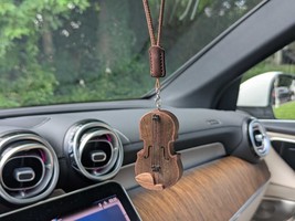 Violin Car Charm Handmade Wooden Mini Violin Hanging Ornament For Music ... - $28.77
