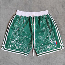 Boston Celtics Basketball Shorts with Pockets Green Bandana Style Printed - £39.88 GBP