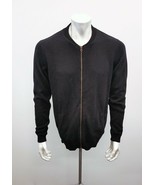 British Invasion Black Label Full Zip Sweater Men&#39;s Size Large Black Cot... - $148.98 MXN