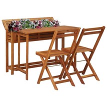  Garden Planter Table With Chair Brown Solid acacia wood Medium - $234.49