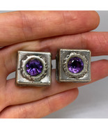 AMETHYST Silver Cuff Links GEM REPORT, MAKE OFFER WELCOME - $365.94