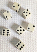 Lot of 7 Vintage White Six Sided Replacement Dice for Board Games Gambli... - £10.15 GBP