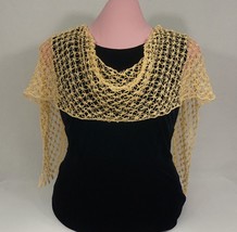 Handmade scarf. Openwork, yellow-beige crochet scarf. YL-1 - $35.00